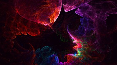 Soyut çok renkli fraktal ışık arkaplanı 3B görüntüleme