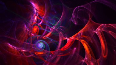 Soyut çok renkli fraktal ışık arkaplanı 3B görüntüleme