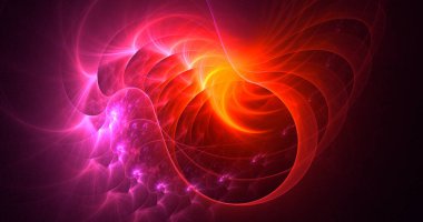 Soyut çok renkli fraktal ışık arkaplanı 3B görüntüleme