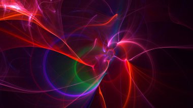 Soyut çok renkli fraktal ışık arkaplanı 3B görüntüleme