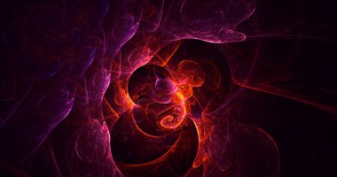 Parlak merkezli, soyut, çok renkli fraktal ışık arkaplanı oluşturuluyor