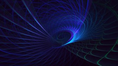 Soyut mavi fraktal ışık arkaplanı 3 boyutlu oluşturuluyor