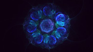 Soyut mavi fraktal ışık arkaplanı 3 boyutlu oluşturuluyor