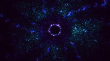 Soyut mavi fraktal ışık arkaplanı 3 boyutlu oluşturuluyor