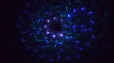 Soyut mavi fraktal ışık arkaplanı 3 boyutlu oluşturuluyor