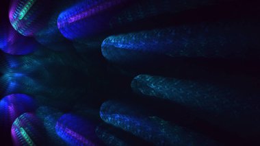 Soyut mavi fraktal ışık arkaplanı 3 boyutlu oluşturuluyor