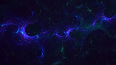 Soyut mavi fraktal ışık arkaplanı 3 boyutlu oluşturuluyor