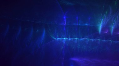 Soyut mavi fraktal ışık arkaplanı 3 boyutlu oluşturuluyor