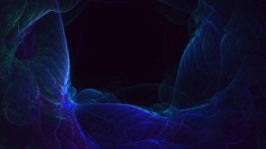 Soyut mavi fraktal ışık arkaplanı 3 boyutlu oluşturuluyor