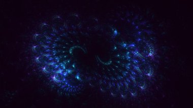 Soyut mavi fraktal ışık arkaplanı 3 boyutlu oluşturuluyor