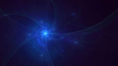 Soyut mavi fraktal ışık arkaplanı 3 boyutlu oluşturuluyor
