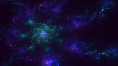 Soyut mavi fraktal ışık arkaplanı 3 boyutlu oluşturuluyor