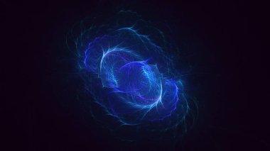 Soyut mavi fraktal ışık arkaplanı 3 boyutlu oluşturuluyor