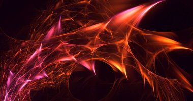 Soyut kırmızı fraktal ışık arkaplanı 3 boyutlu oluşturuluyor