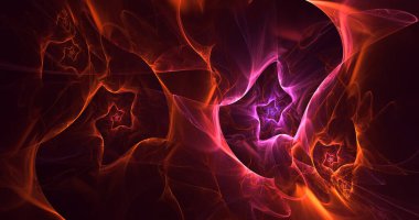 Soyut kırmızı fraktal ışık arkaplanı 3 boyutlu oluşturuluyor