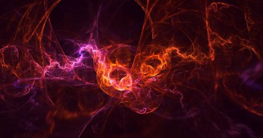 Soyut kırmızı fraktal ışık arkaplanı 3 boyutlu oluşturuluyor