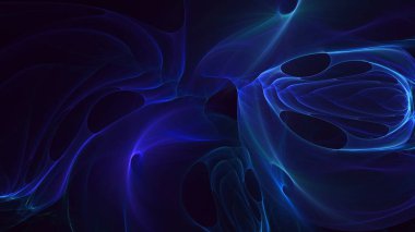 Soyut mavi fraktal ışık arkaplanı 3 boyutlu oluşturuluyor