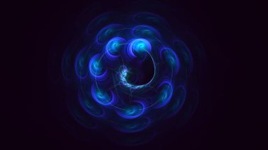 Soyut mavi fraktal ışık arkaplanı 3 boyutlu oluşturuluyor