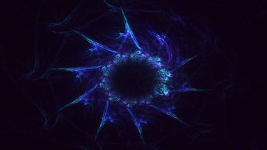 Soyut mavi fraktal ışık arkaplanı 3 boyutlu oluşturuluyor