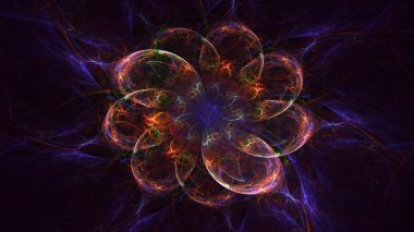 Soyut çok renkli fraktal ışık arkaplanı 3B görüntüleme