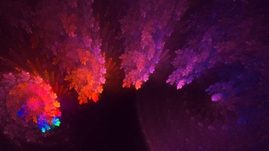 Soyut çok renkli fraktal ışık arkaplanı 3B görüntüleme