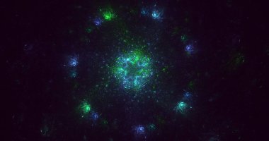 Soyut çok renkli fraktal ışık arkaplanı 3B görüntüleme