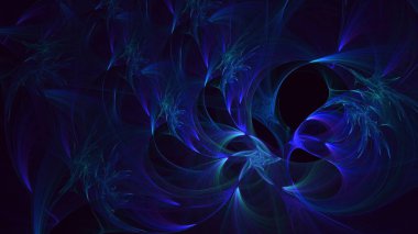 Soyut mavi fraktal ışık arkaplanı 3 boyutlu oluşturuluyor