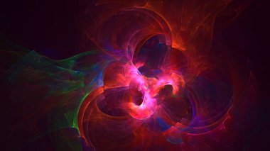 Soyut çok renkli fraktal ışık arkaplanı 3B görüntüleme