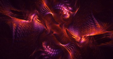 Soyut çok renkli fraktal ışık arkaplanı 3B görüntüleme