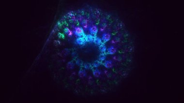 Soyut mavi fraktal ışık arkaplanı 3 boyutlu oluşturuluyor