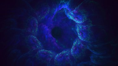 Soyut mavi fraktal ışık arkaplanı 3 boyutlu oluşturuluyor