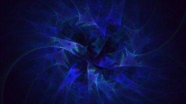Soyut mavi fraktal ışık arkaplanı 3 boyutlu oluşturuluyor