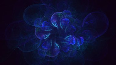 Soyut mavi fraktal ışık arkaplanı 3 boyutlu oluşturuluyor