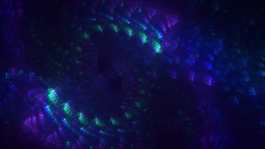 Soyut mavi fraktal ışık arkaplanı 3 boyutlu oluşturuluyor