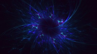 Soyut mavi fraktal ışık arkaplanı 3 boyutlu oluşturuluyor