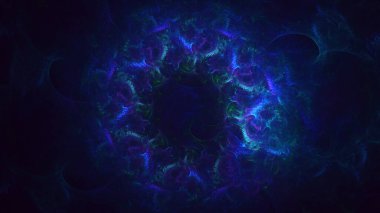 Soyut mavi fraktal ışık arkaplanı 3 boyutlu oluşturuluyor