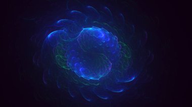 Soyut mavi fraktal ışık arkaplanı 3 boyutlu oluşturuluyor