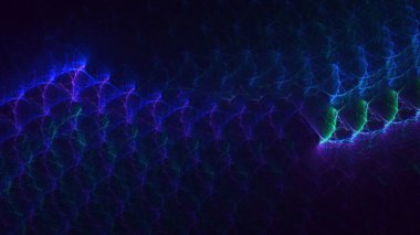 Soyut mavi fraktal ışık arkaplanı 3 boyutlu oluşturuluyor