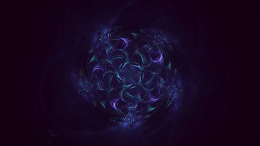 Soyut mavi fraktal ışık arkaplanı 3 boyutlu oluşturuluyor