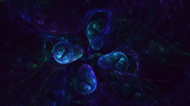 Soyut fraktal ışık arkaplanı 3 boyutlu oluşturuluyor