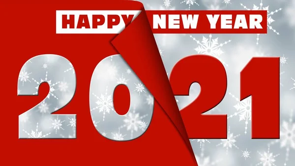 Cambio Año 2021 Con Letras Feliz Año Nuevo Rojo Blanco — Foto de Stock