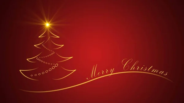 圣诞快乐 红色背景的金色字母 附有圣诞树 3D插图 图库照片