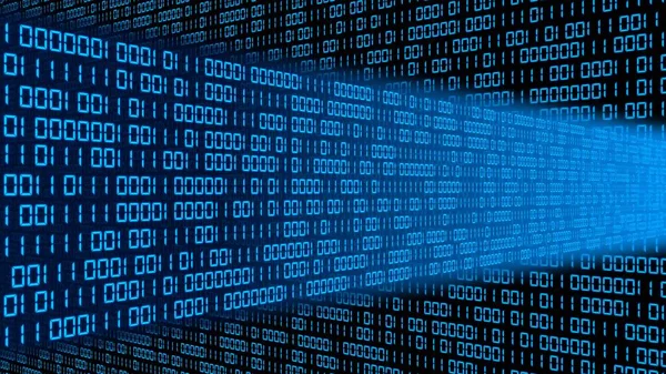 Digitális Adatfolyam Áramlik Egymásba Sorozat Bináris Kód Kék Színben Elvont — Stock Fotó