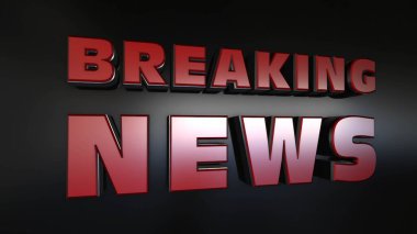 Son dakika haberleri: Siyah zemin üzerinde gölge ve ışık efektleri olan kırmızı harfler - 3 boyutlu illüstrasyon