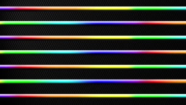 Colored Abstract Motion Background Tubes Running Rainbow Colors Dark Background — Stock Video