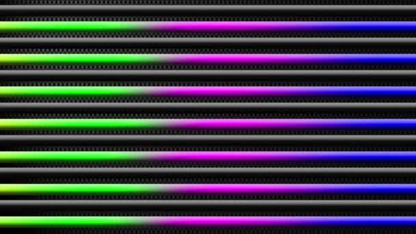 Gekleurde Abstracte Beweging Achtergrond Buizen Met Lopende Regenboog Kleuren Donkere — Stockvideo