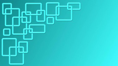 Turkuaz rengi ile grafik elementlerin modern tasarımı - arkaplandaki süs yapısında düzenlenmiş dikdörtgen çerçeveler ve gradyan - metniniz için alan - 3B İllüstrasyon