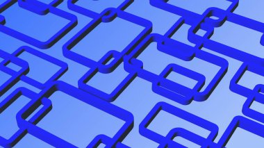 Mavi renkli grafik elementlerin modern tasarımı - süs yapısında düzenlenmiş dikdörtgen çerçeveler - 3B İllüstrasyon