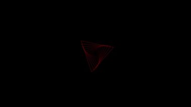 Siyah arkaplan üzerinde farklı gökkuşağı renklerinde grafik elementlerinin soyut animasyonu - ekran merkezinden dışarı hareket eden döndürme üçgenleri