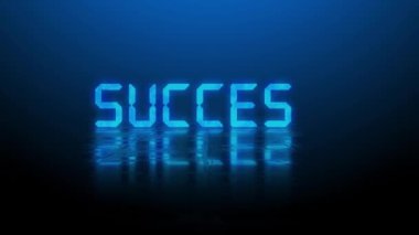 Yapılandırılmış bir yüzey üzerindeki yansıma efektleri - bulanık mavi harfli SUCCESS aydınlatılmış arkaplan üzerindeki daktilo efektiyle canlandırıldı - hareket et ve kaldır